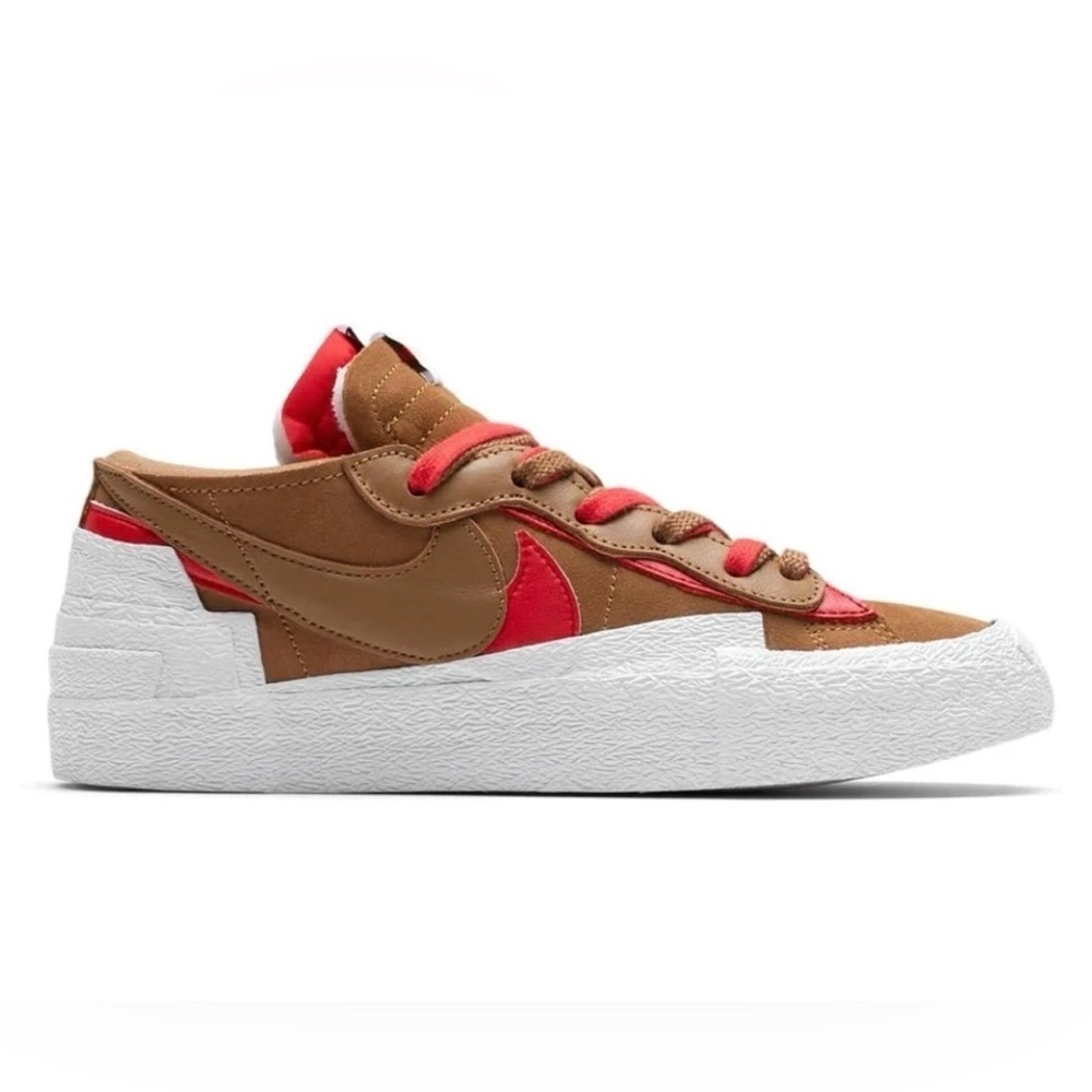 New Nike Blazer Low x Sacai British Tan 2021 Sneakers Size 5.5 - Picture 2 of 10